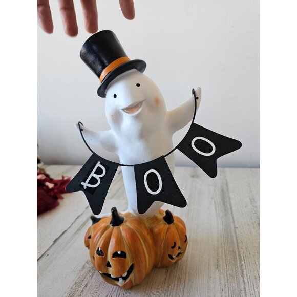 Large ghost boo statue figurine pumpkin jack-o'-lantern unique Halloween decor c - Picture 4 of 10